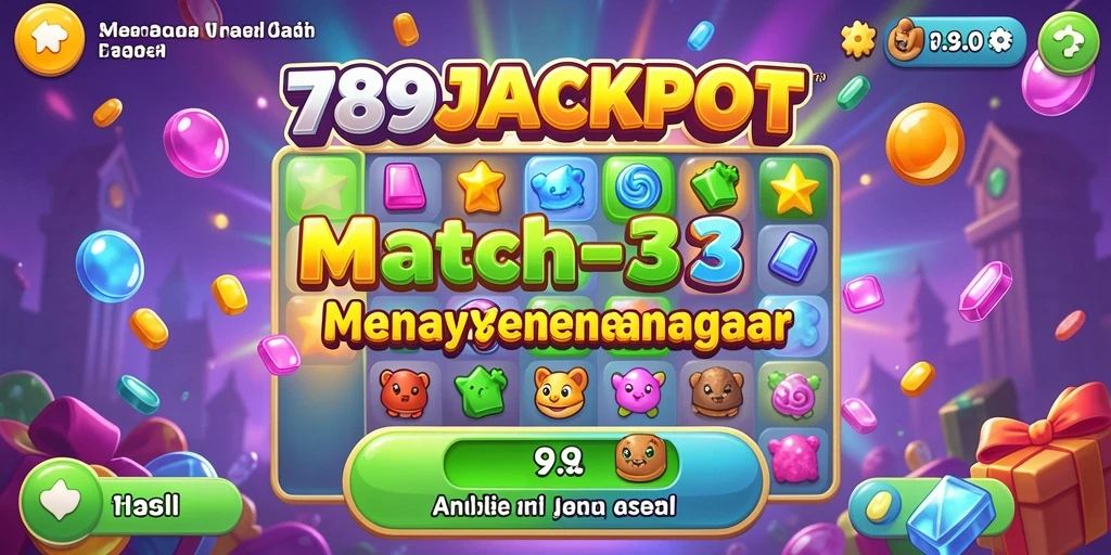 Screenshot gameplay 789JACKPOT menampilkan aksi seru Match-3.