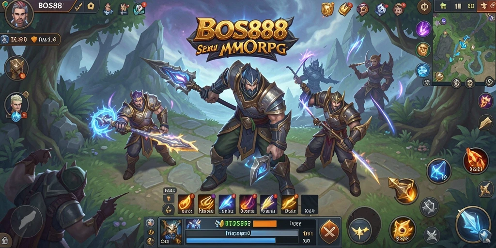 Tampilan gameplay intens dalam petualangan MMORPG BOS88.