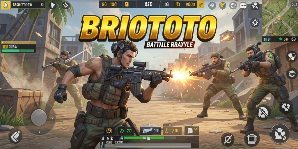 Tampilan gameplay seru BRIOTOTO dengan pertarungan mendebarkan.