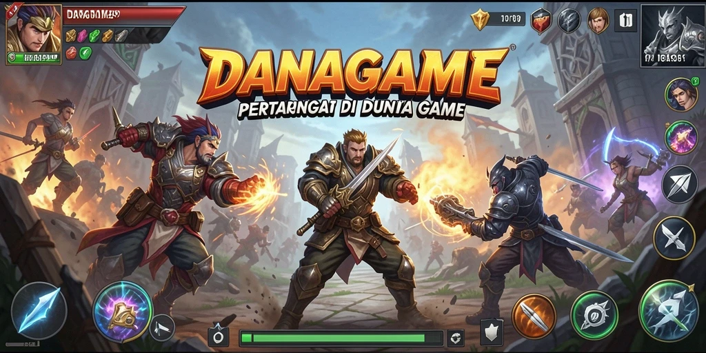 Tangkapan layar menunjukkan aksi pertarungan seru dalam DANAGAME.