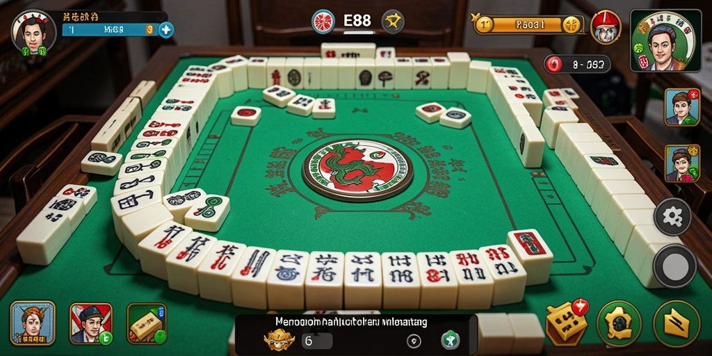 Screenshot gameplay E88 menunjukkan momen menegangkan bermain Mahjong.