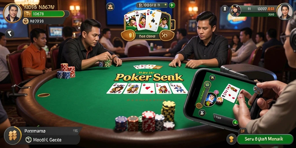 Tampilan gameplay <strong>ID678</strong> yang mendebarkan di atas meja Poker.