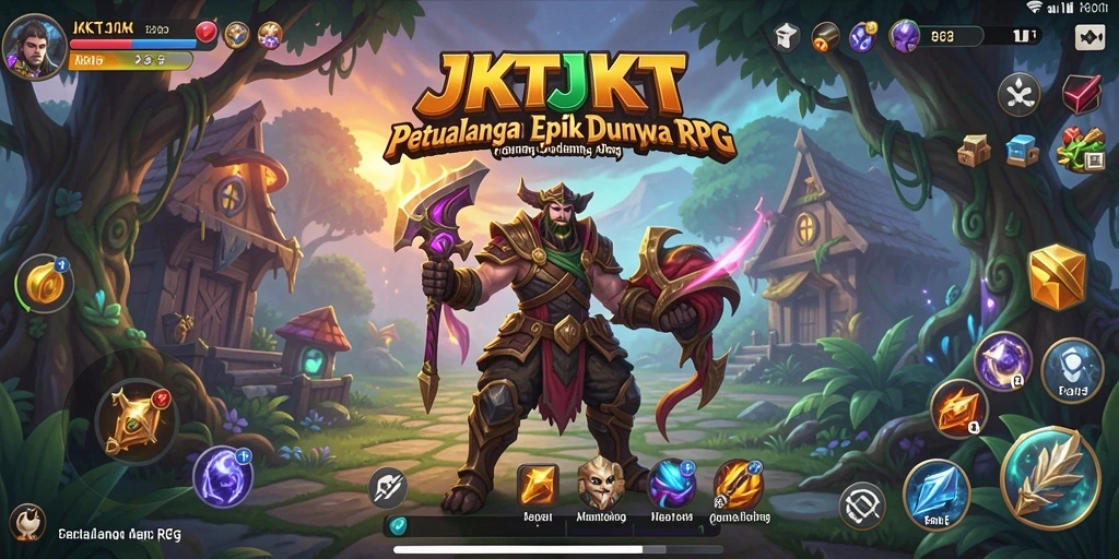 Tangkapan layar utama JKTJKT menampilkan aksi pertarungan yang mendebarkan dalam permainan RPG.
