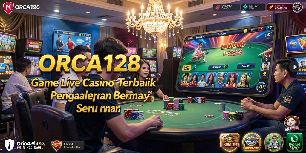 Screenshot gameplay Live Casino ORCA128 dengan dealer langsung.