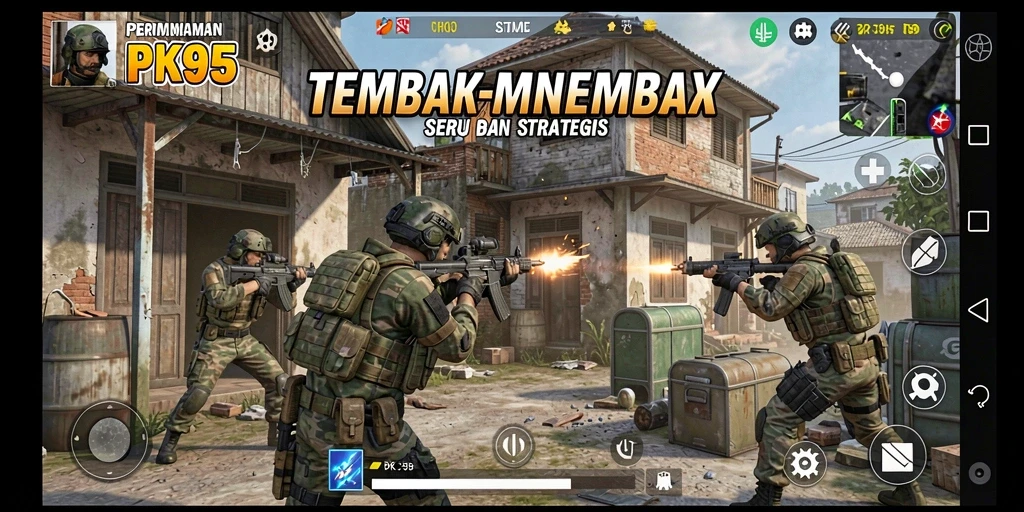 Gameplay PK95 menampilkan aksi tembak-menembak yang menegangkan di berbagai peta.