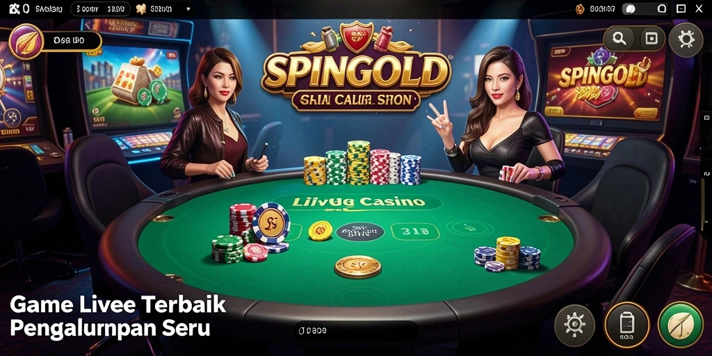 Screenshot gameplay SPINGOLD menampilkan dealer profesional di meja Live Casino.